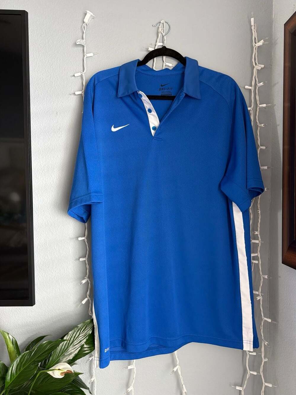 Nike Dri-Fit Men's Royal Blue Short Sleeve Polo with White Accents